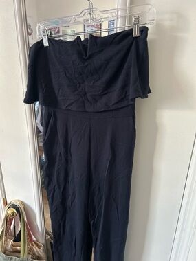 Strapless Navy Fold-Over Jumpsuit